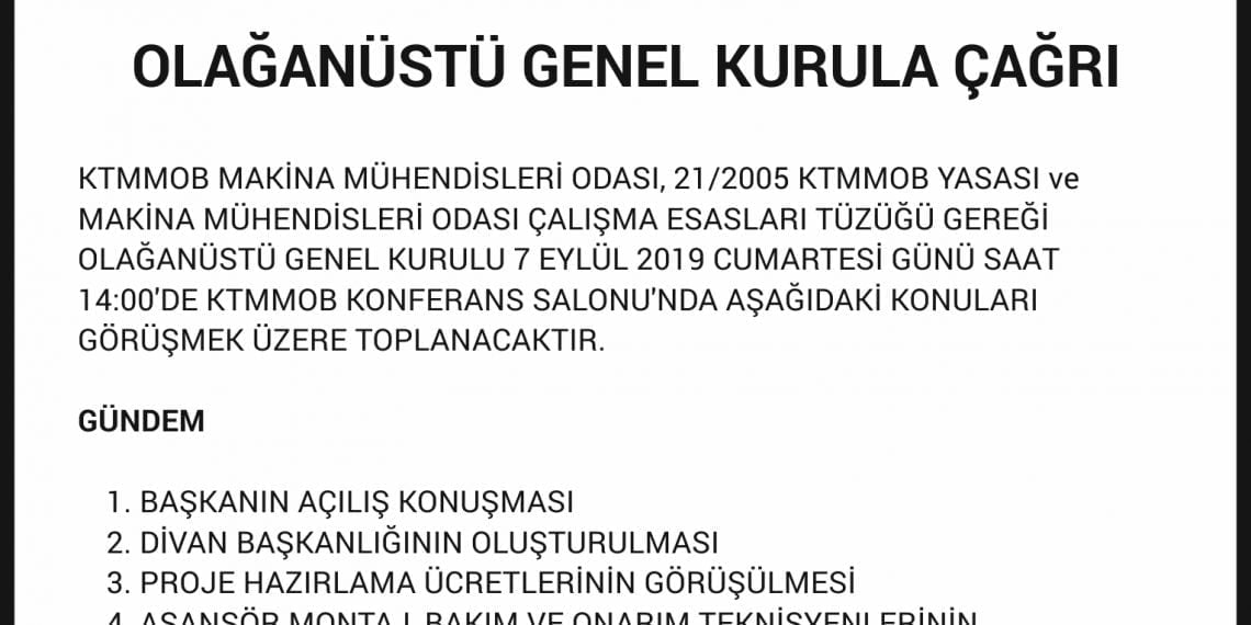 Olağanüstü Genel Kurul Daveti