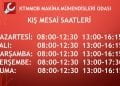 2019-2020  Kış Dönemi Çalışma Saatleri