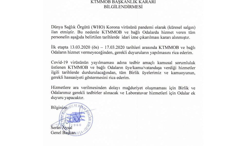 KTMMOB Başkanlık Kararı Bilgilendirmesi