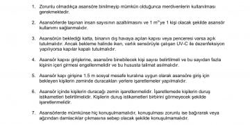 COVİD-19 Virüsü Nedeniyle Asansör Kullanımında Alınması Gereken Tedbirler