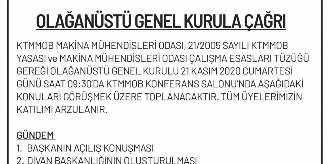 Olağanüstü Genel Kurul Duyurusu