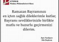 Ramazan Bayramı Tebrik Mesajı