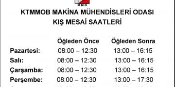 Kış Dönemi Mesai Saatleri