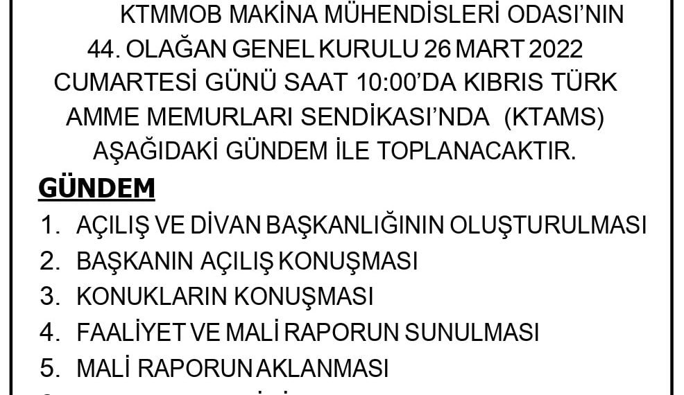 MMO Genel Kurul Duyurusu